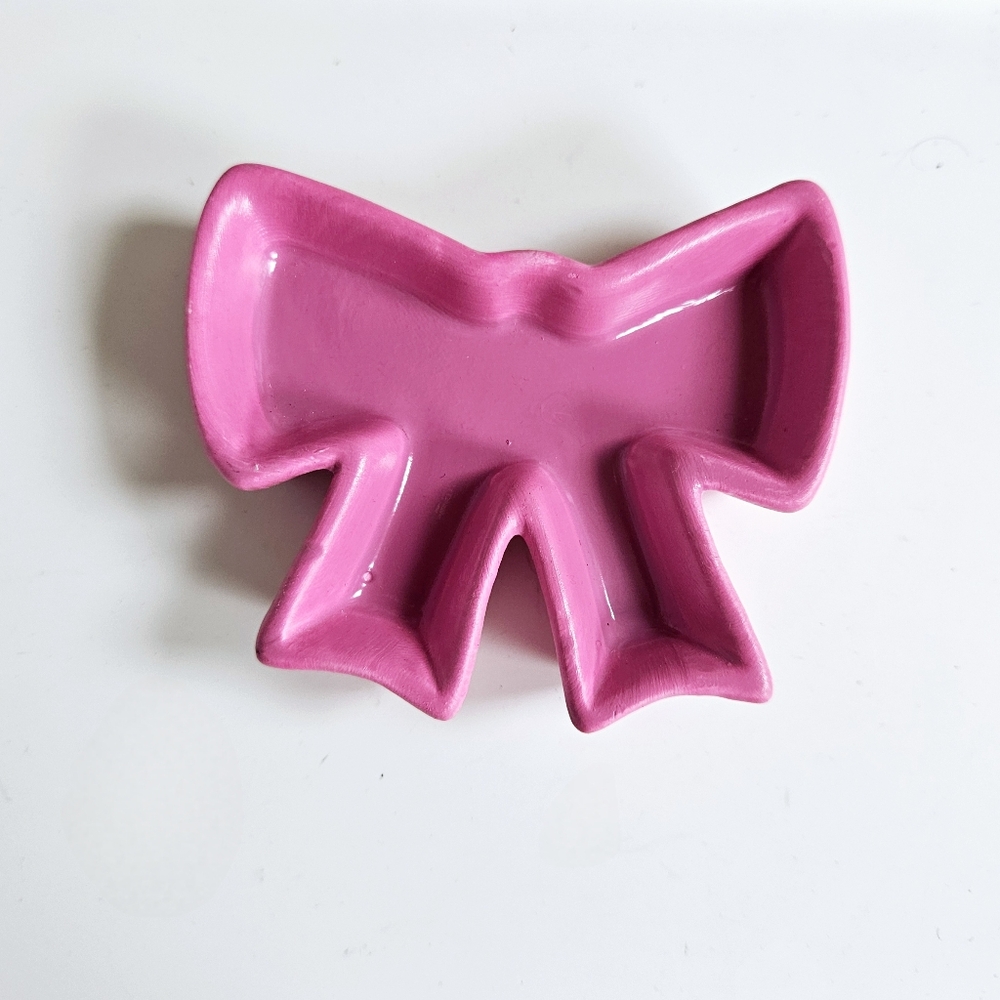 NWT PINK CERAMIC BOW TRINLET JEWELRY DISH!